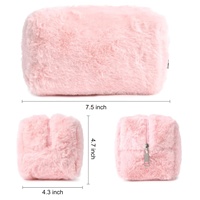 Nouveau personnalisé à la mode chaud moelleux peluche fourrure petite fermeture éclair maquillage organisateur pochette cosmétique sac pour fille