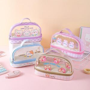 Kawaii công suất lớn PVC phim hoạt hình vải bút chì trường hợp trường học nguồn cung cấp mỹ phẩm lưu trữ túi lớn Hộp bút Pouch sinh viên văn phòng phẩm - Product Image 1