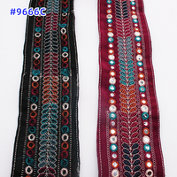 Ruban de broderie indien à coudre vintage Garniture en dentelle jacquard polyester à paillettes de luxe
