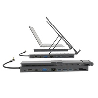 Support rotatif pliable réglable en alliage d'aluminium portable 12-en-1 USB 3.0 5 Gbps pour charge/transfert de données/sortie vidéo