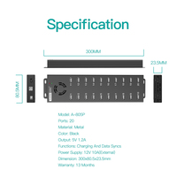Hub USB Sipolar A-805P 20 ports pour station de charge de téléphones usagés, hub USB externe