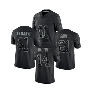 Maillots de football américain noirs brodés RFLCTV Limited 32 Tyrann Mathieu 4 Carr 5 Landry 6 Maye 12 Olave - Product Image 1