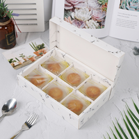 Boîte d'emballage transparente givrée de pâtisserie, pour gâteau et desserts, avec imprimés de marbre, lune, œuf, blancs, 10/2/4/6 trous