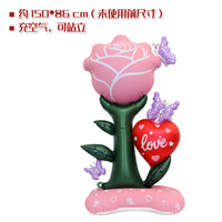 Accessoires photo pour fête d'anniversaire, ballons en feuille d'aluminium 3D sur pied, avec des ballons en forme de rose, de papillon et de dessins animés