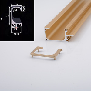 Aluminum Alloy Cabinet Handle Bar G Shape Concealed Wardrobe <b>Door</b> Handle Durable Die Casting Minimalist Design - Product Image 2