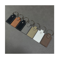 Gepersonaliseerde laser gegraveerde logo sleutelhanger blanks leren houder ring aangepaste logo leren sleutelhanger
