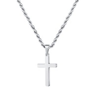 Collier Hip Hop plaqué or avec chaîne cubaine et croix, double couche en acier inoxydable, chaîne torsadée pour homme