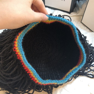 Gorro de punto jamaicano con <span class=keywords><strong>trenzas</strong></span>, unisex, hecho a mano, gorro de peluca elegante, gorro de peluca <span class=keywords><strong>para</strong></span> Halloween, casa embrujada, negro - Product Image 6
