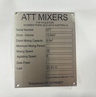Plaque signalétique d'excavatrice en aluminium brossé, numéro de série/numéro VIN estampé, impression sérigraphique, forme personnalisée