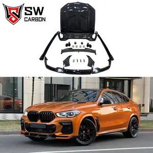 Carbon Fiber Larte Estilo G06 X6 Body Kit para BMW X6 40i 50i 40d X6 50d G06 Frente Lip Hood Fender Guarnição Lateral Saia Difusor Asa