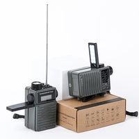 T-6682 Solar Hand Crank AM FM SW Emergency Radio Survival Radio LCD Display TF/USB, Flashlight & SOS Alarm for Outdoor Emergency