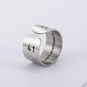 Korean Style <b>Titanium</b> Steel <b>Ring</b> 1314 Open Design Unisex Couple Jewelry Gift - Product Image 4
