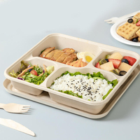 Assiette jetable classique compartimentée en bagasse compostable à base de plantes pour la maison, le bureau et la rentrée scolaire