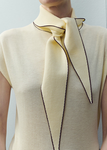 เสื้อกั๊กสั้นลำลองแบบสวม LEDUO ตกแต่งปกเสื้อถักนิตติ้งสำหรับผู้หญิง - Product Image 2