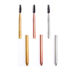 Brosse à cils réutilisable en métal portable pour extensions de cils, brosse à shampoing en mousse, brosse à maquillage de voyage en nylon, applicateur de mascara avec capuchon - Product Image 3
