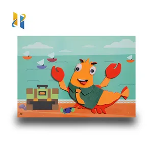 2024热卖12件套海洋动物教育玩具卡通儿童DIY艺术工艺品3d Eva泡沫贴纸拼图