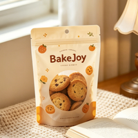 Sachet refermable personnalisé avec logo, finition mate givrée, de luxe, pour biscuits, pâtisseries et snacks, qualité alimentaire