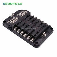 Boîte à fusibles à lame 12 voies avec éclairage LED support de bloc de fusibles à lame étanche pour voiture bateau marine avec couvercle