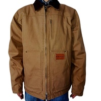 Veste de travail en toile de canard style Detroit pour homme GENFONT, col en velours côtelé, lavage enzymatique, fermeture éclair robuste, vêtements de travail d'hiver