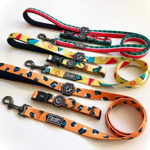 2025 desain kustom tali kerah anjing nilon Set personalisasi cetak Logo bahan poliester grosir tali anjing sublimasi - Product Image 4