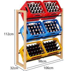 Support <span class=keywords><strong>de</strong></span> rangement pour caisses <span class=keywords><strong>de</strong></span> boissons élégant et peu encombrant, étagère à 3 niveaux en bambou pour 6 caisses - Product Image 3