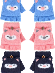 Gants personnalisés pour enfants, mignons, en forme de chat coréen, en tricot thermique, avec poignets moelleux, pour l'hiver et les activités de plein air - Product Image 1