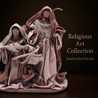 Crèche de Noël Sainte Famille en résine, figurine décorative avec robes en tissu, décoration religieuse d'intérieur pour table, cadeau de Noël pour la maison
