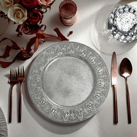 Assiettes de présentation en plastique or et argent de 33 cm (13 pouces) pour mariage, décoration de table, dîner à domicile – Achat en gros