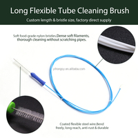 Brosse de nettoyage de tuyaux longue et flexible, en nylon de qualité alimentaire avec fil d'acier, pour tubes de boisson, aquariums et conduites