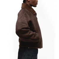 Veste d'hiver pour homme, fermeture éclair asymétrique sur le devant, doublure en peau de mouton chaude, col en polaire épais, vêtements d'extérieur pour temps froid, veste de pilote