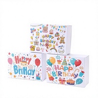 Boîte d'art pliable auto-érectible personnalisée avec motifs de dessins animés et graffitis, gaufrage UV, ruban, emballage en carton recyclé, portable, pour anniversaire d'enfants