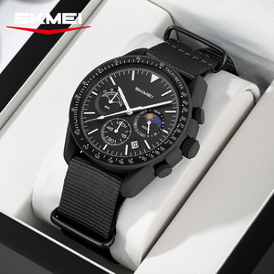 Reloj de Cuarzo Blanco Puro con Logotipo Personalizado OEM, 3ATM Resistente al Agua, Esfera Redonda, 6 Agujas, Correa de Nailon Clásica para Hombre - Product Image 6