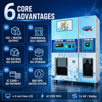 Distributeur automatique de glace et d'eau commerciale 800 GPD RO en libre-service 110 kg/24h avec ensachage automatique PK-ICE450 Extérieur 4G APP SDK