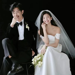 Off-The-Shoulder Satin Wedding Dress Natural Waist Sheath Silhouette White Bridal Gown Simple Zipper Back Reception Dress - Product Image 2