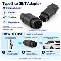 Adaptateur de charge pour véhicules électriques 32A Type 2 vers GB/T, monophasé 230V AC, neuf, pour voitures électriques chinoises