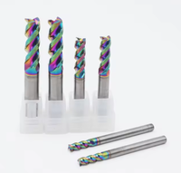 Fraise à queue en carbure cémenté à 3 dents colorée pour machine CNC avec revêtement DLC pour aluminium, support personnalisé