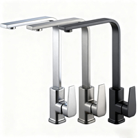 Robinet de cuisine à rotation à 360 degrés, robinet de barre d'évier, poignée unique, tuyau plat, acier inoxydable, montage sur plan de travail, robinet de cuisine pour évier de cuisine