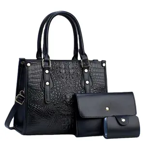 New Crocodile Pattern Three Piece Set Versatile Fashionable Retro Simple Elegant And Elegant Handbag Set