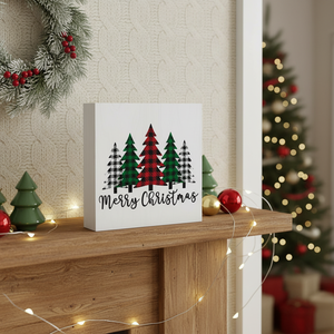 Divertidos Árboles de Navidad, Arte Rústico en Madera, Letrero de Madera con la Frase 'Feliz Navidad' para Decoración del Hogar, Decoración de Estantes y Escritorios para Navidad - Product Image 4