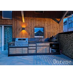 2024 Dorene New Design Luxury Style High End Water Proof Complete Modular Outdoor Stainless Steel Kitchen Cabinets