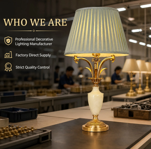 Lampe de <span class=keywords><strong>table</strong></span>, lampe de chevet, lampe de nuit, en laiton, avec abat-jour en tissu plissé et base en marbre, style classique pour chambre à coucher, tête de <span class=keywords><strong>lit</strong></span>, coiffeuse - Product Image 5