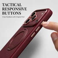 Étui de téléphone en cuir de silicone premium pour iPhone 18 Pro Max avec support métallique rotatif à 360° et cadre d'objectif en alliage à fixation magnétique