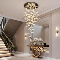 Lustres d'escalier modernes Art Déco, lustre en spirale à feuilles, luminaire de plafond, centre de table