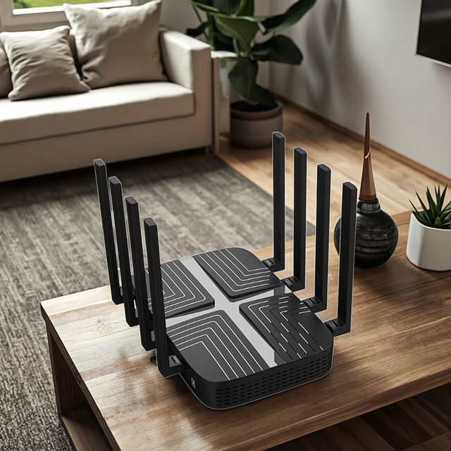 WiFi 6 Router Dual Band AX3000 High Gain Antennas Black Housing for Smart Home and Office Gigabit Wired Ports