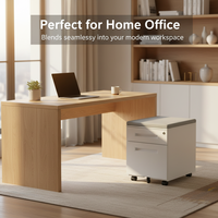 Archivador Móvil de Acero Moderno con 2 Cajones, Cubierta Acolchada, con Ruedas, Bloqueable, Ecológico y Duradero para Oficina