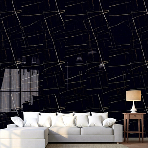 Azulejos de Porcelana Pulida con Acabado Negro Brillante, Efecto Mármol, 8.5mm de Grosor, Baja Absorción de Agua, Resistentes al Desgaste, para Pisos y Paredes, 600x600mm - Product Image 1