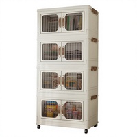 Armoire de rangement pliable de style nordique de 60 cm, portes magnétiques doubles, organisateur de vêtements en plastique PP, multi-couches pour la maison