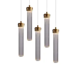 北欧圆柱吊灯透明玻璃管现代吊灯