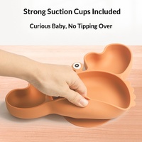 Ensemble de vaisselle pour bébé avec assiette et bol à forte aspiration, motif crabe bicolore, surface givrée, compatible micro-ondes pour enfants