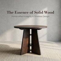 Table console d'angle en teck massif style Wabi-Sabi avec rangement pour villa et projet de salon